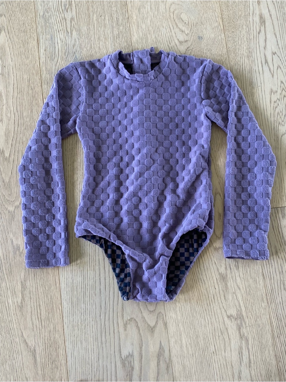 Mai Underwear Girls Long Sleeve Lilac Textured One-Piece